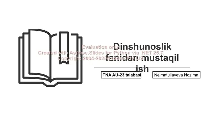 Dinshunoslik fanidan mustaqil ish: Mavorounnahrda Islom dinining tarqalishi