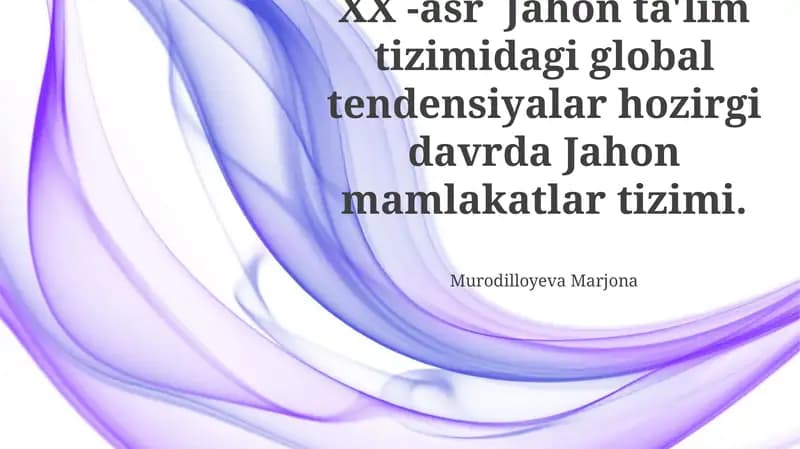 Jahonlashuv va ta’lim tizimlari
