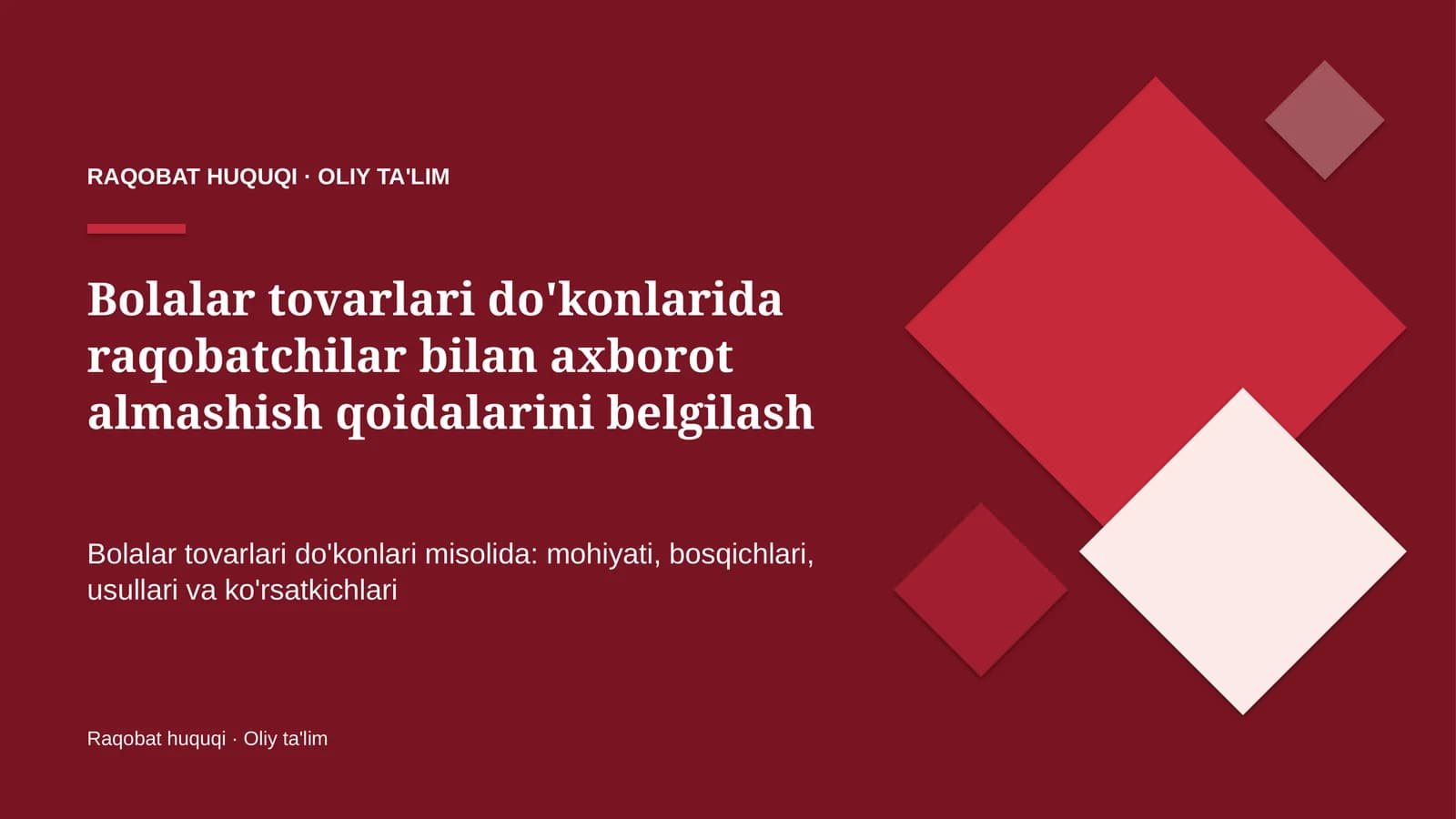 bolalar tovarlari do'konlarida raqobatchilar bilan axborot almashish qoidalarini belgilash 3728