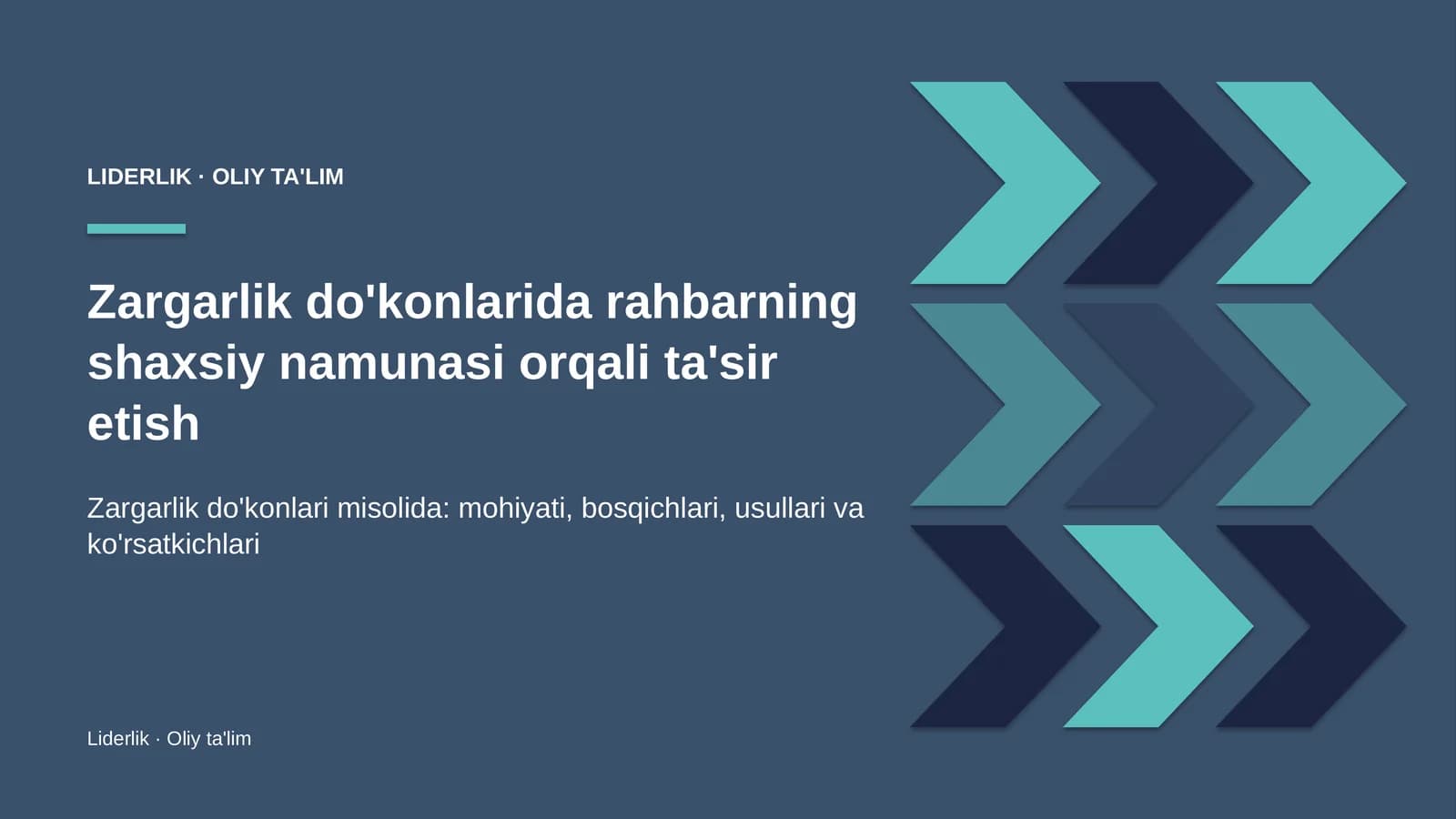 Zargarlik do'konlarida rahbarning shaxsiy namunasi orqali ta'sir etish