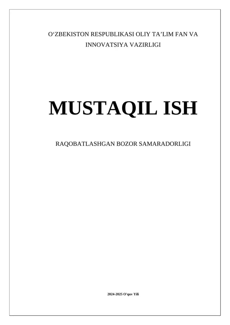 Raqobatlashgan Bozor Samaradorligi