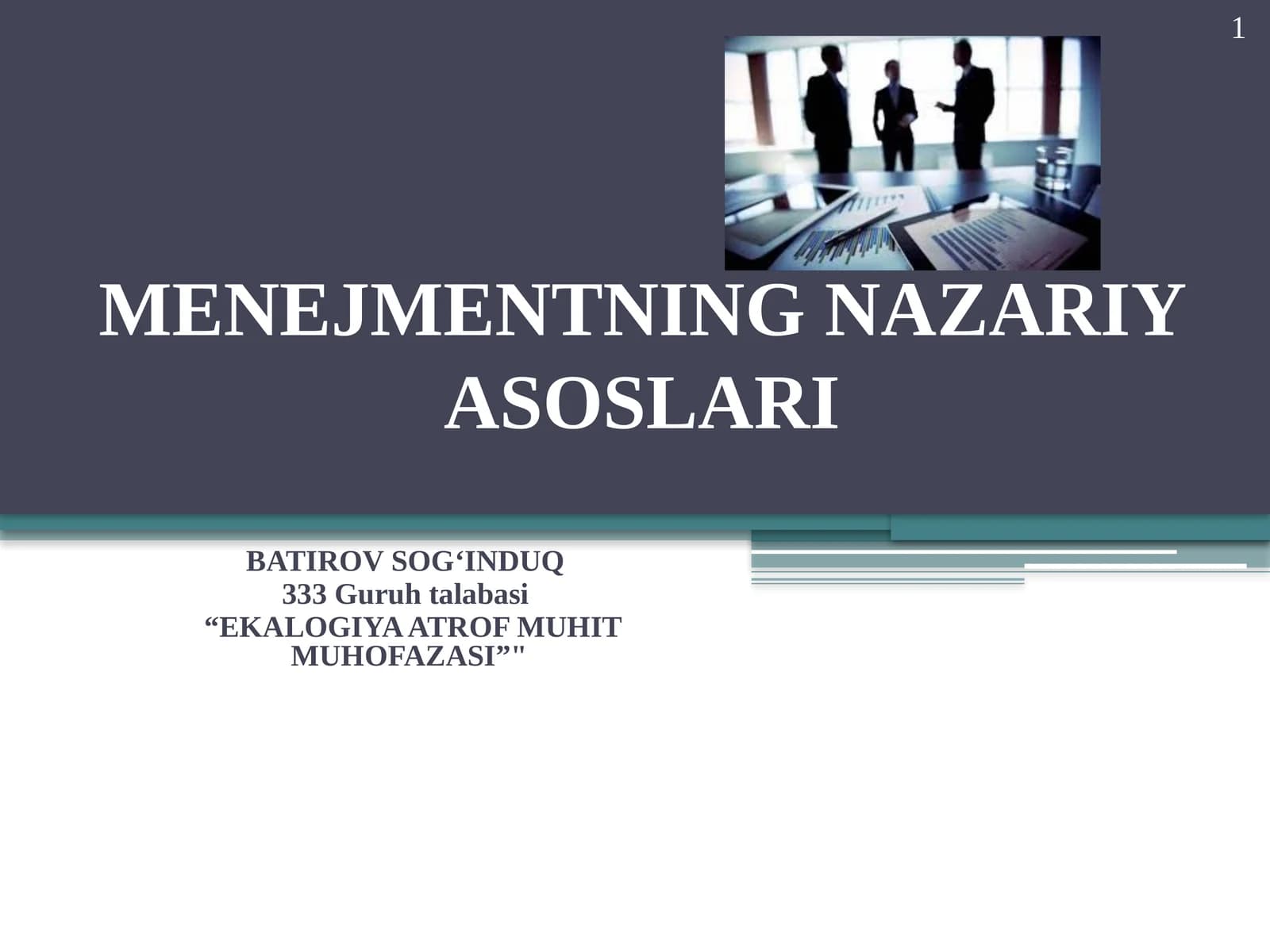 MENЕЖМЕНТНИНГ NAZARIY ASOSLARI