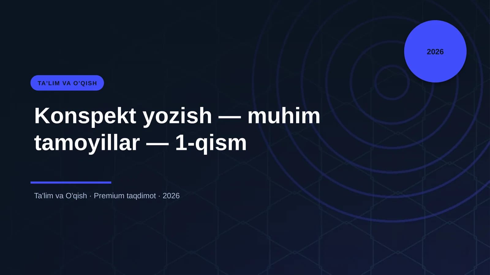 Konspekt yozish — muhim tamoyillar — 1-qism