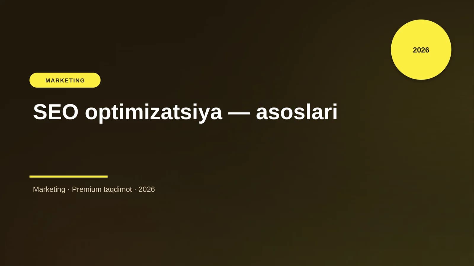 SEO optimizatsiya — asoslari