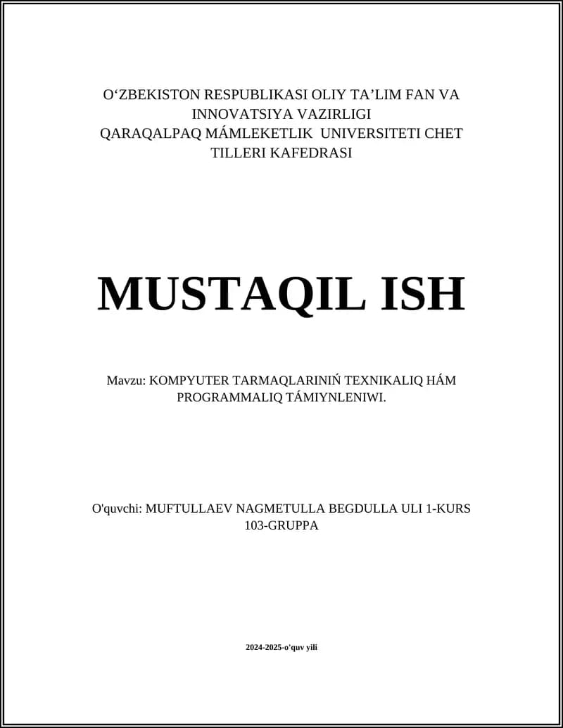 Tarmoq Infratuzilmasi