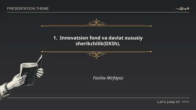 Innovatsion fond va davlat xususiy sherikchilik(DXSh)