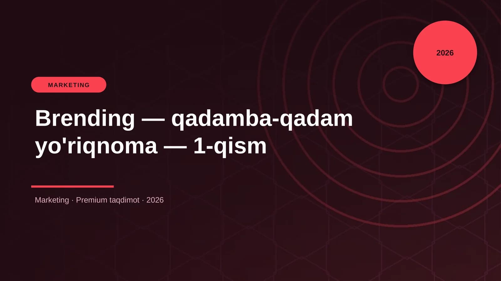 Brending — qadamba-qadam yo'riqnoma — 1-qism