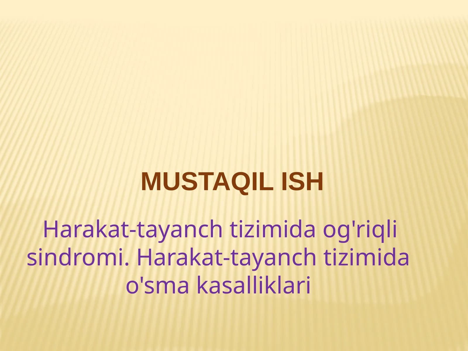 Harakat tayanch tizizmida og'riq sindromi , harakat tayanch tizimida o'sma kasalliklari