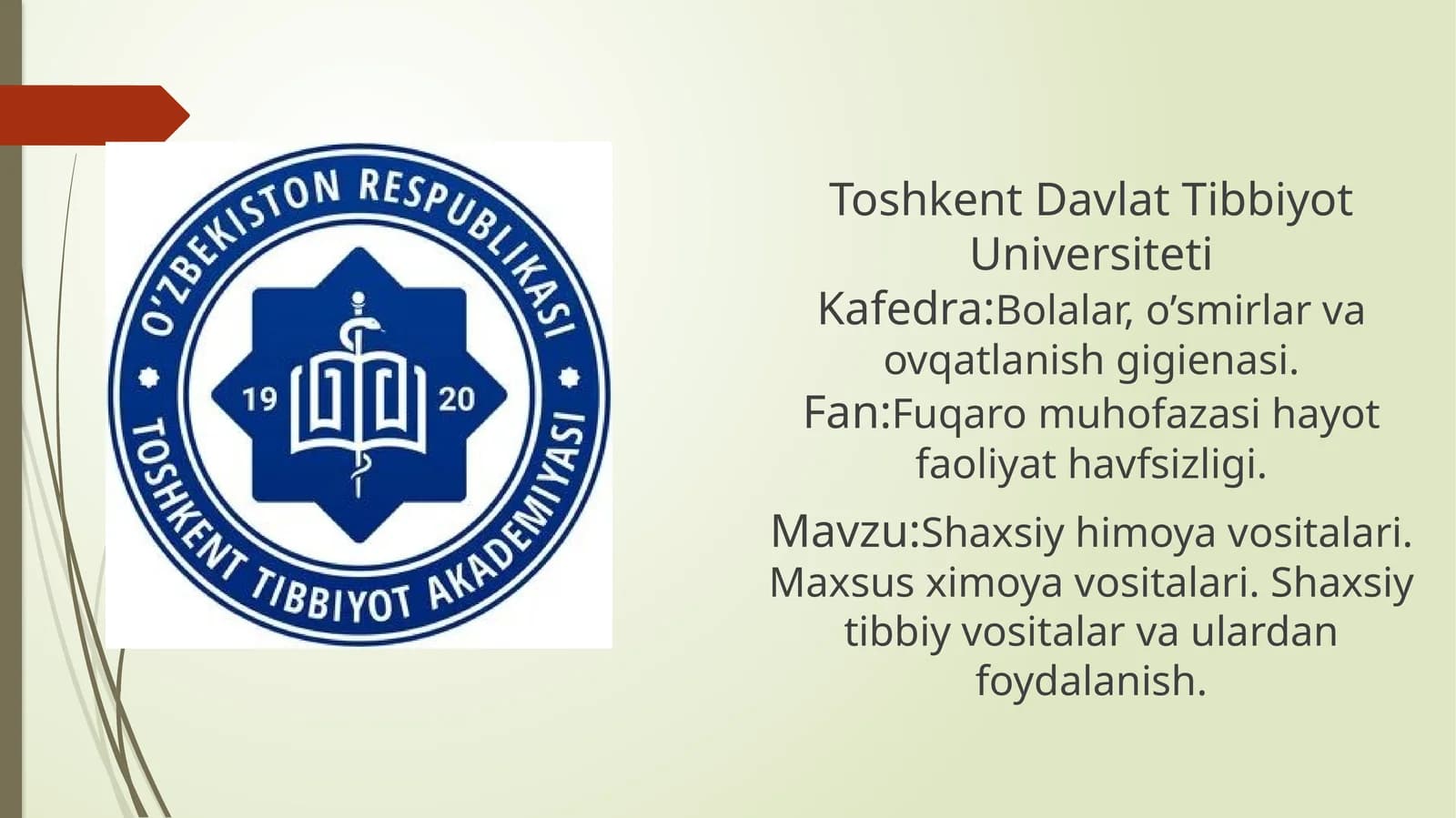 Shaxsiy himoya vositalari. Maxsus himoya vositalari. Shaxsiy tibbiy vositalar va ulardan foydalanish