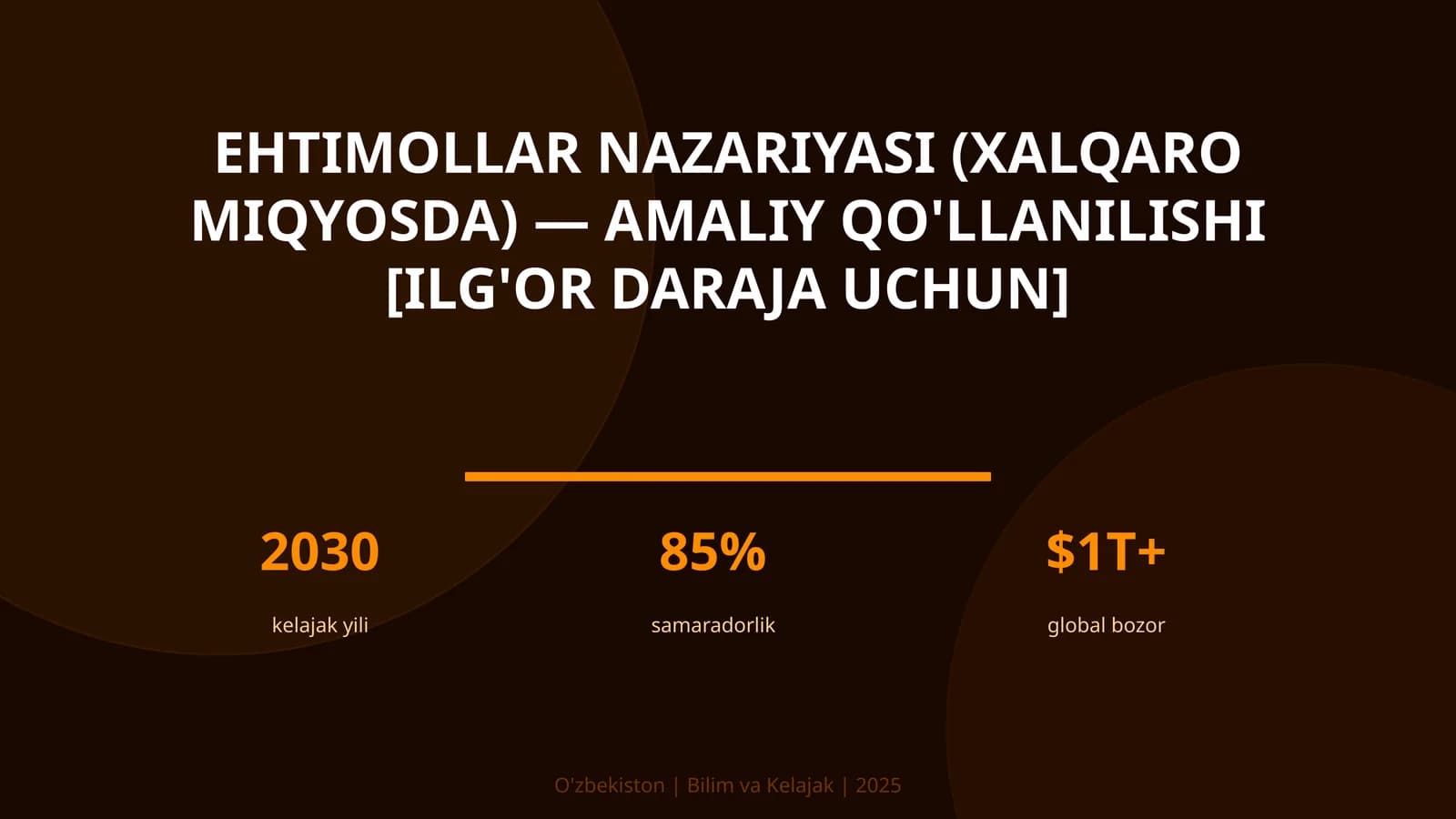 Ehtimollar nazariyasi (xalqaro miqyosda) — amaliy qo'llanilishi [ilg'or daraja uchun]