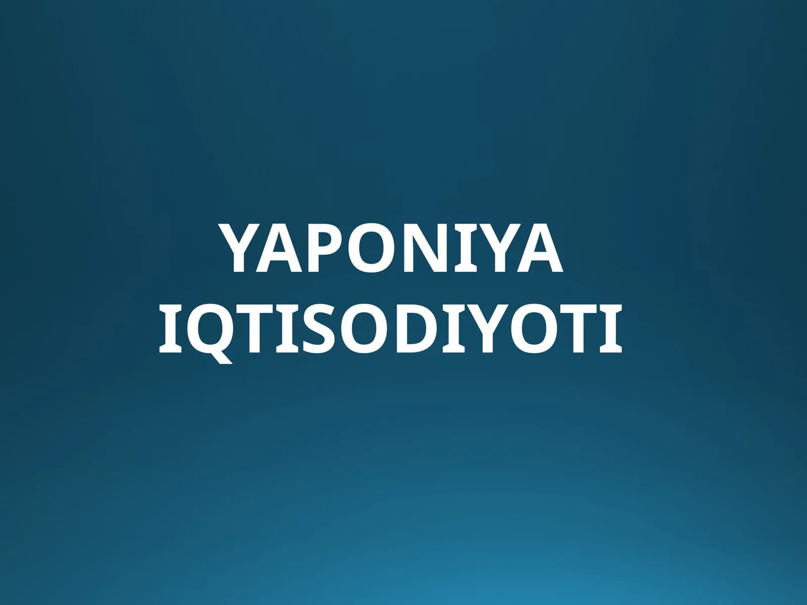 YAPONIYA IQTISODIYOTI