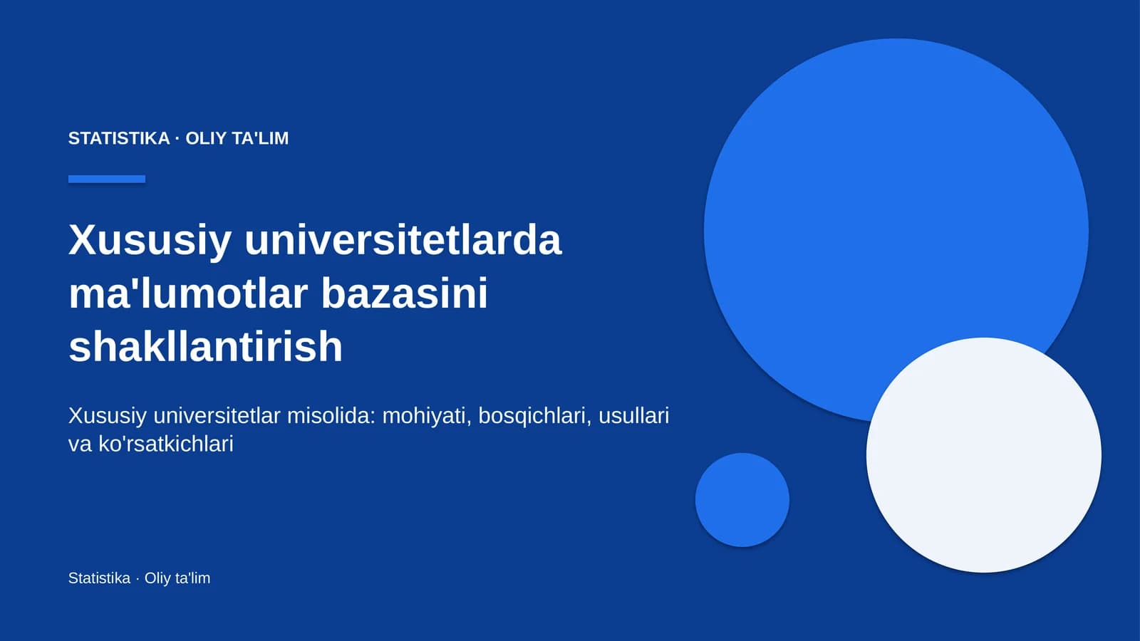 Xususiy universitetlarda ma'lumotlar bazasini shakllantirish