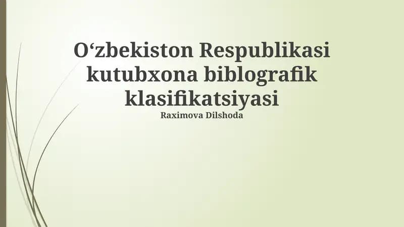 Oʻzbekiston Respublikasi Kutubxona Bibliografik Klassifikatsiyasi
