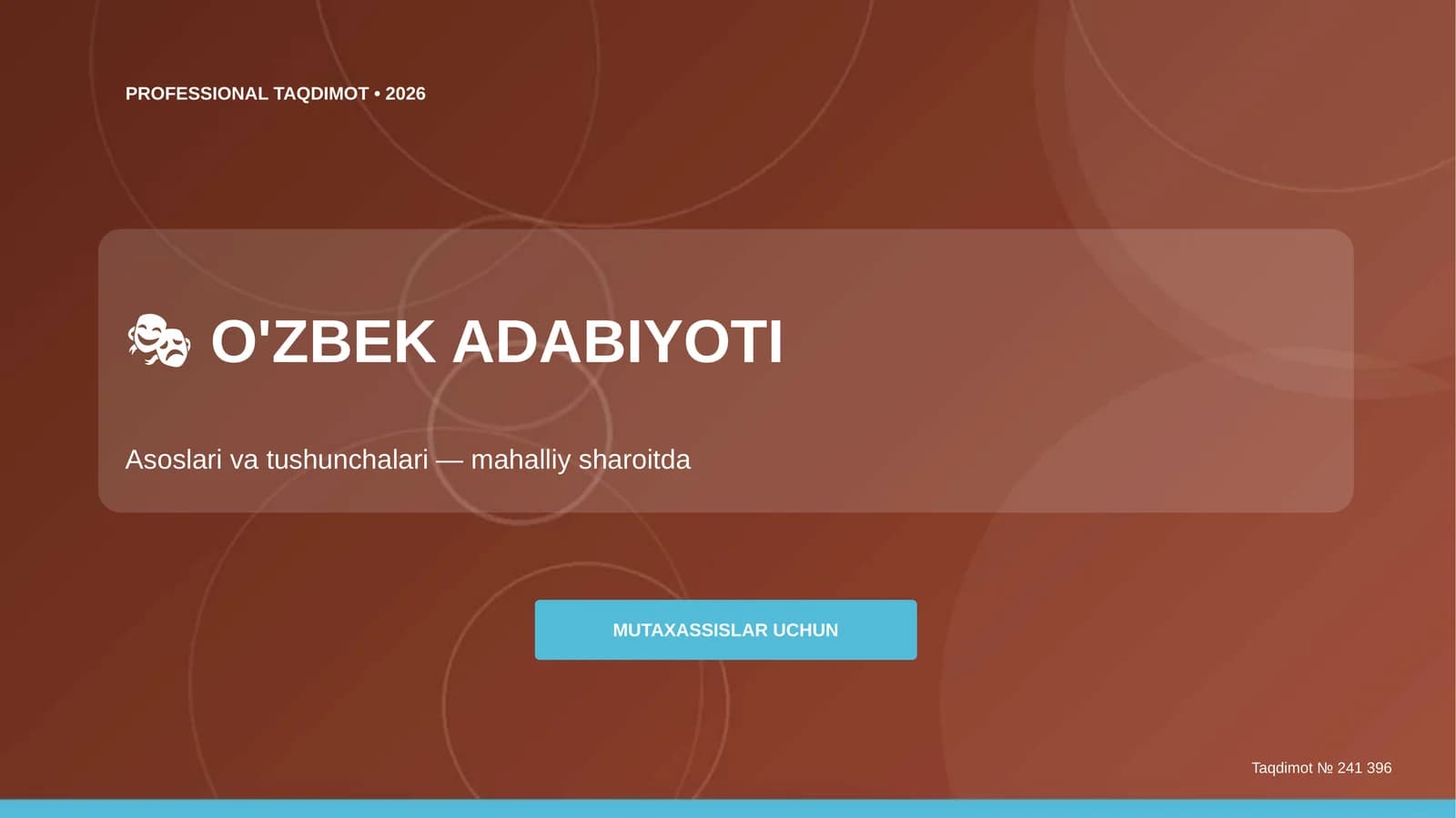 O'zbek adabiyoti: asoslari va tushunchalari (mahalliy sharoitda)