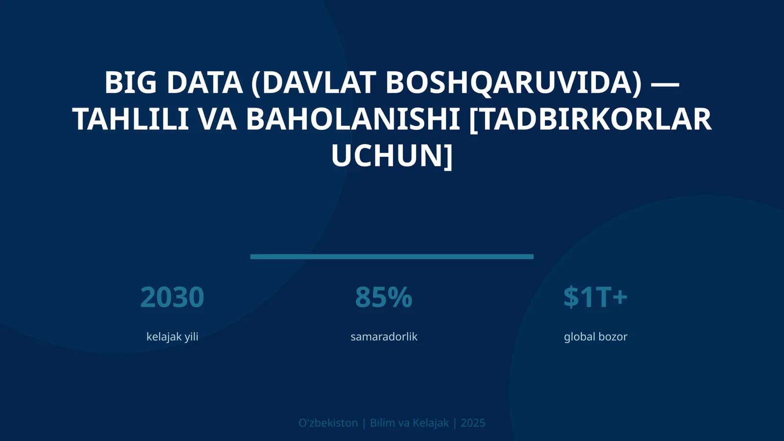 BIG DATA (DAVLAT BOSHQARUVIDA) — TAHLILI VA BAHOLANISHI [TADBIRKORLAR UCHUN]
