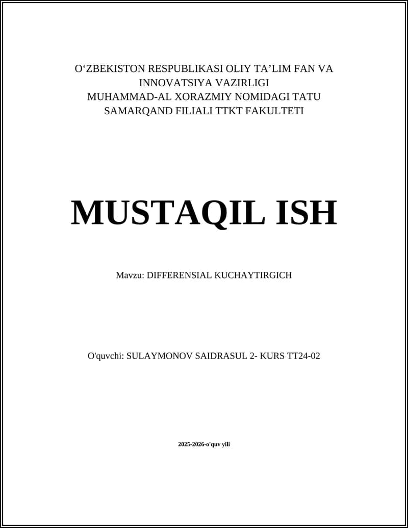 DIFFERENSIAL KUCHAYTIRGICH
