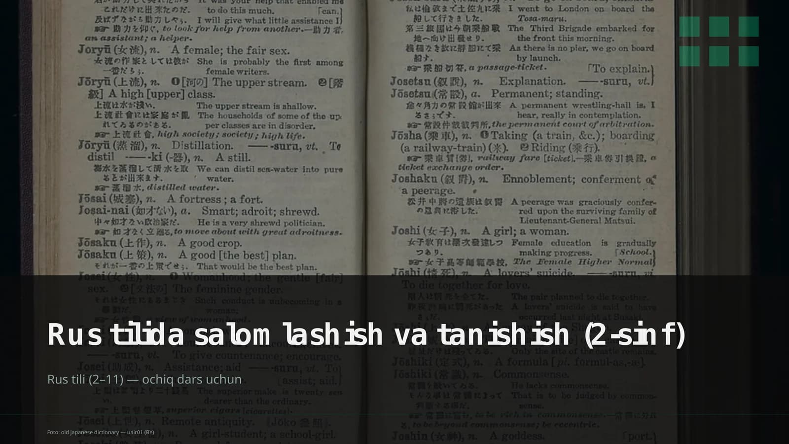 Rus tilida salomlashish va tanishish (2-sinf)