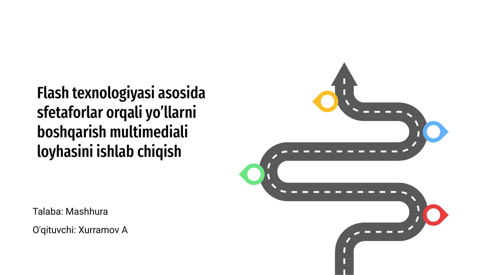 Flash texnologiyasi orqali sfetaforlar orqali yo’llarni boshqarish multimediali loyhasi