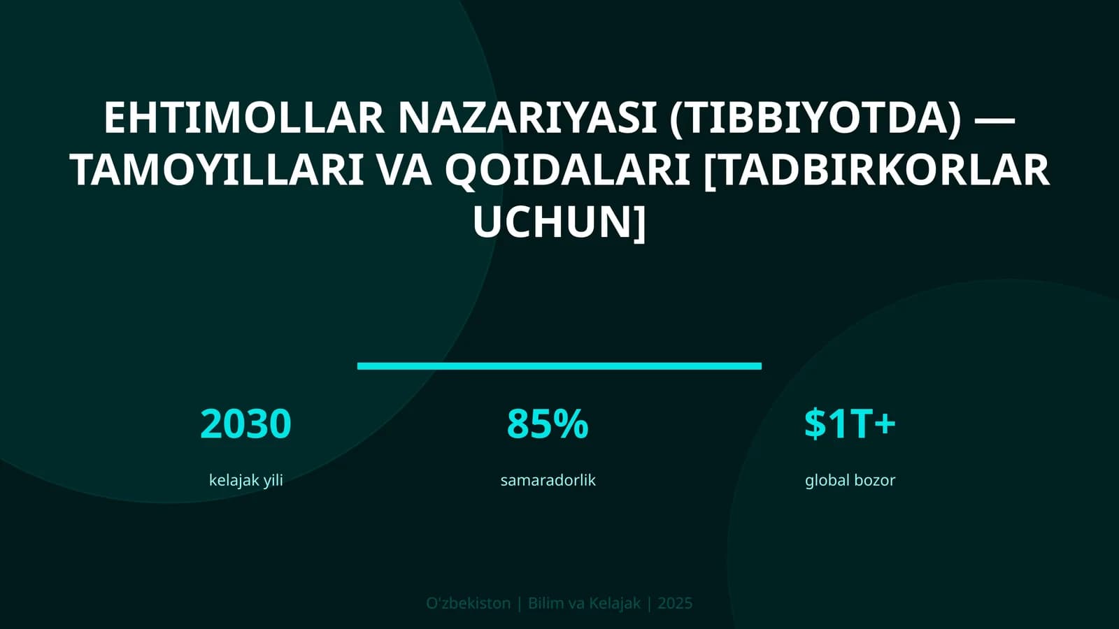 Ehtimollar nazariyasi (Tibbiyotda) — Tamoyillari va Qoidalari [Tadbirkorlar Uchun]