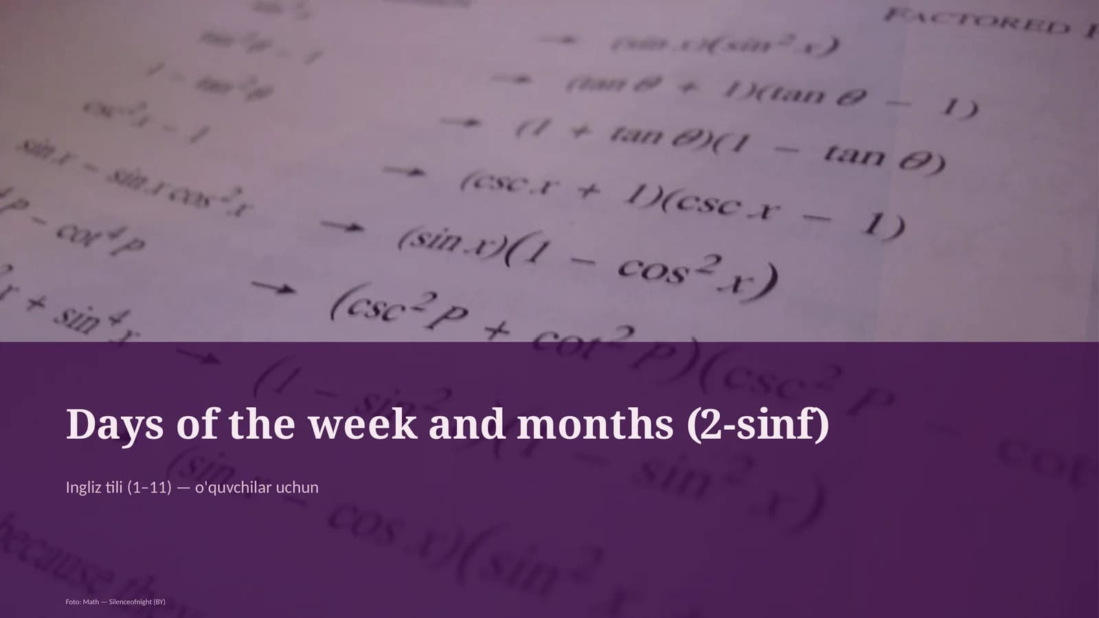 Days of the week and months (2-sinf)