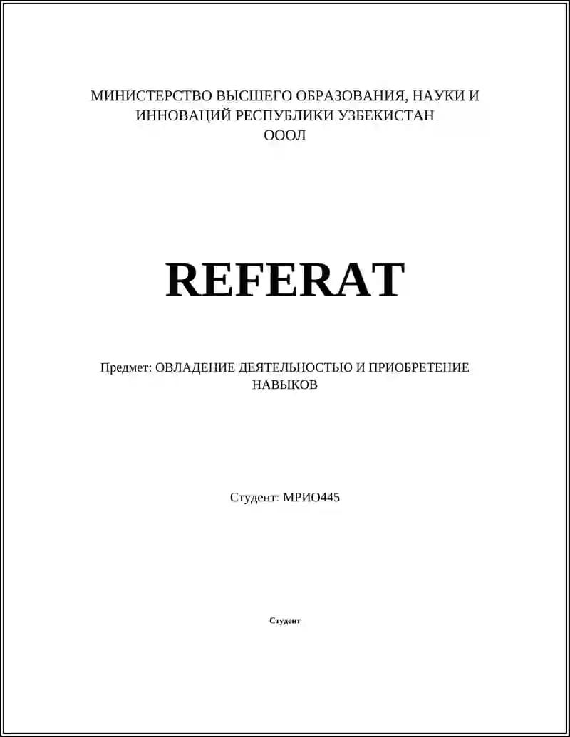 Овладение новой деятельностью