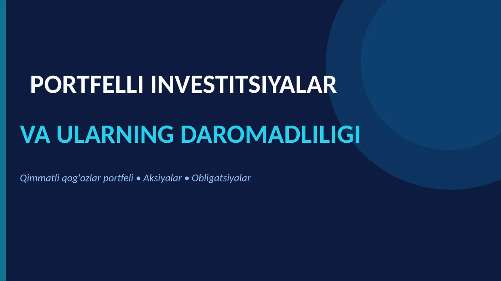PORTFELLI INVESTITSIYALAR