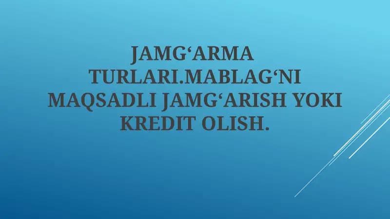 Jamg'arma va Kreditlar