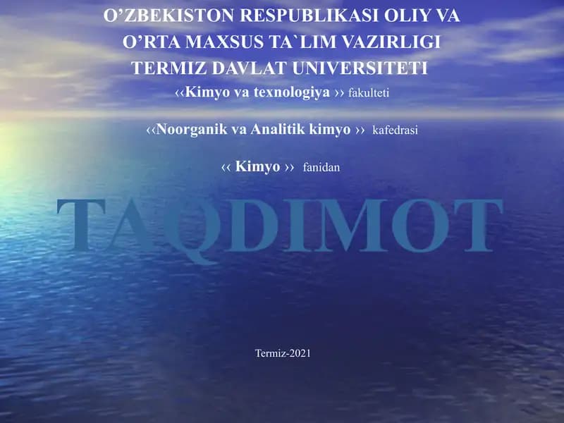 VI B guruh elementlari.  Xrom  va uning birikmalari.