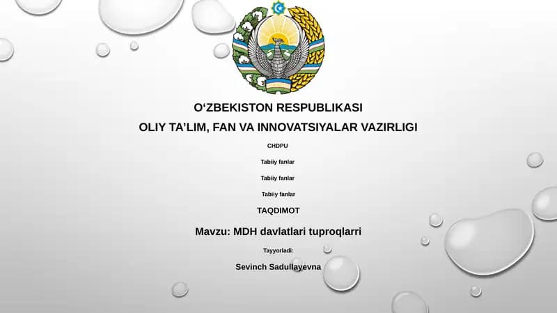 MDH Davlatlari Tuproqlari