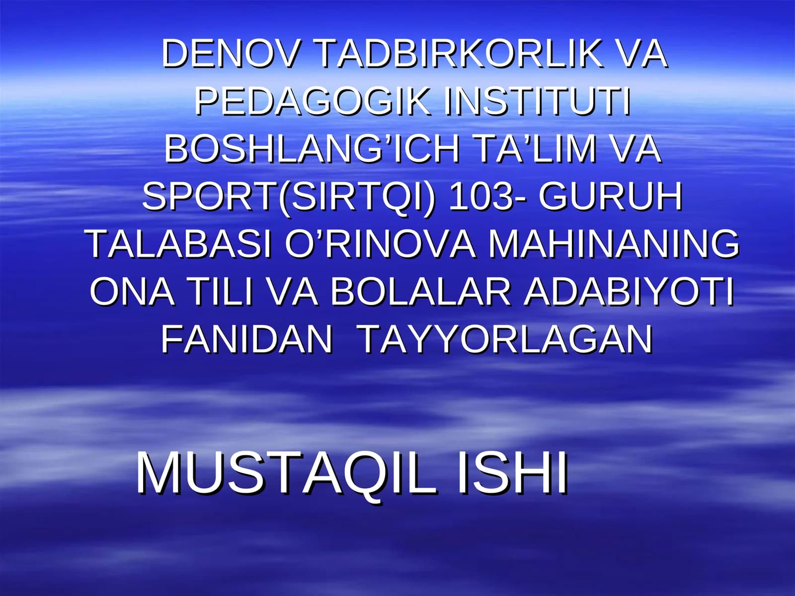 Ona til va bolalar adabiyoti fanidan tayyorlan