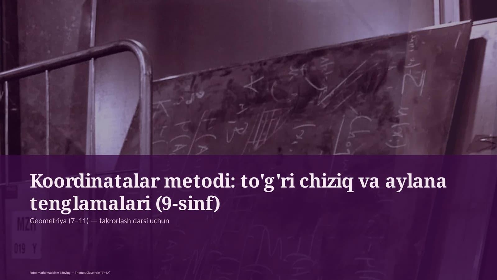 Koordinatalar metodi: to'g'ri chiziq va aylana tenglamalari (9-sinf)