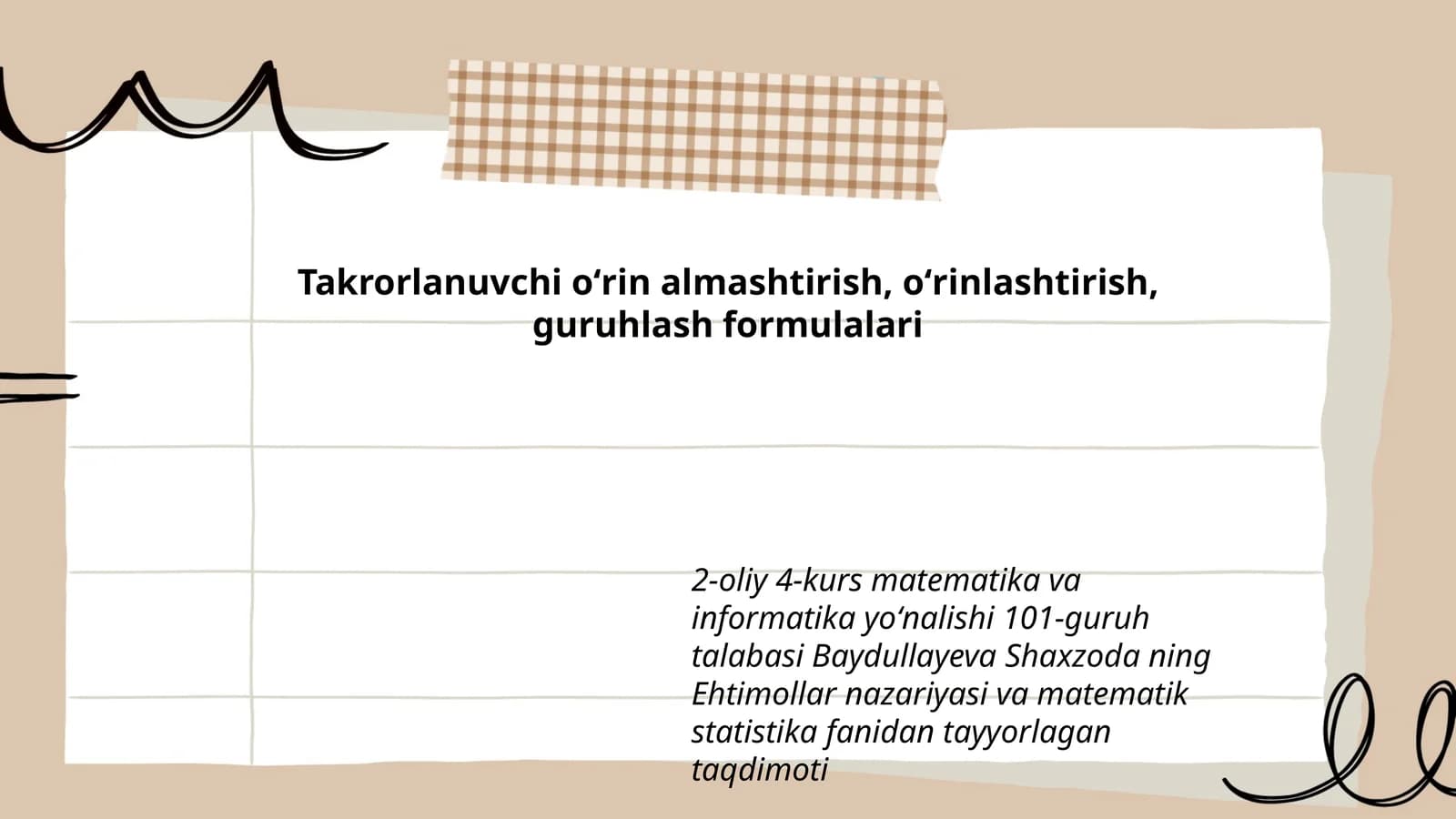 Ehtimollar nazariyasi va matematik statistika taqdimoti