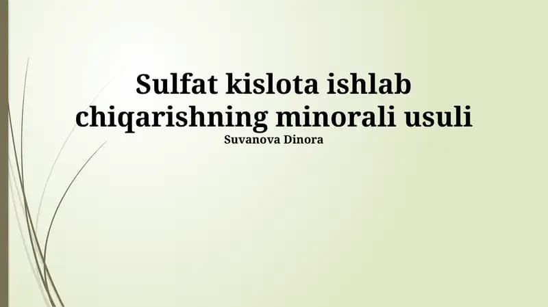 Oltingugurt kislotasi ishlab chiqarish