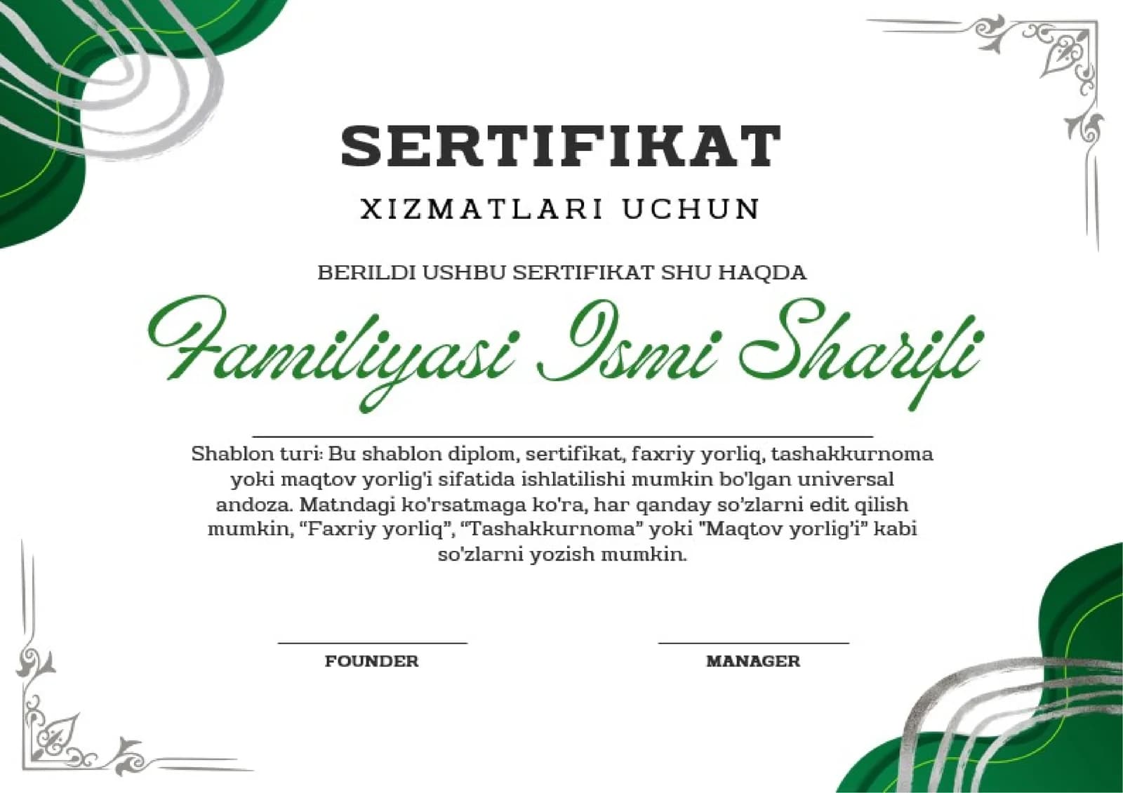 SERTIFIKAT XIZMATLARI UCHUN