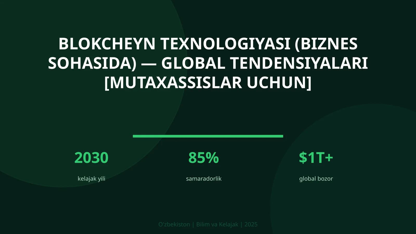 Blokcheyn texnologiyasi (biznes sohasida) — global tendensiyalari [mutaxassislar uchun]