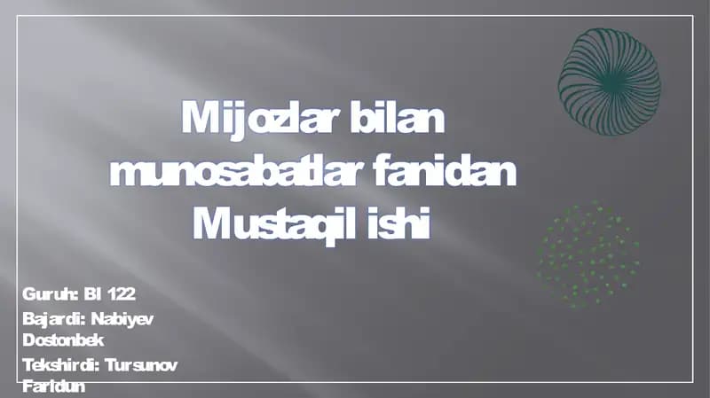 Bankda mijozlar bilan munosabatlarda axloqning asosiy kategoriyalari