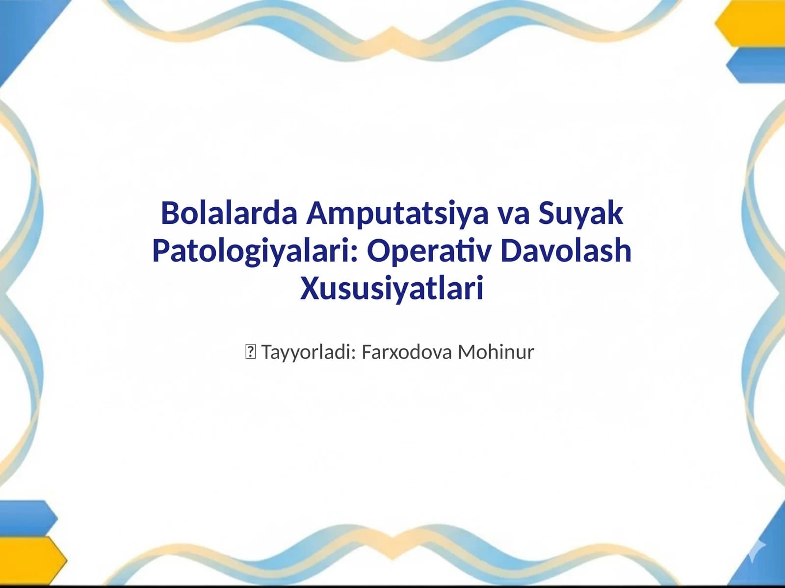Bolalarda Amputatsiya va Suyak Patologiyalari: Operativ Davolash Xususiyatlari