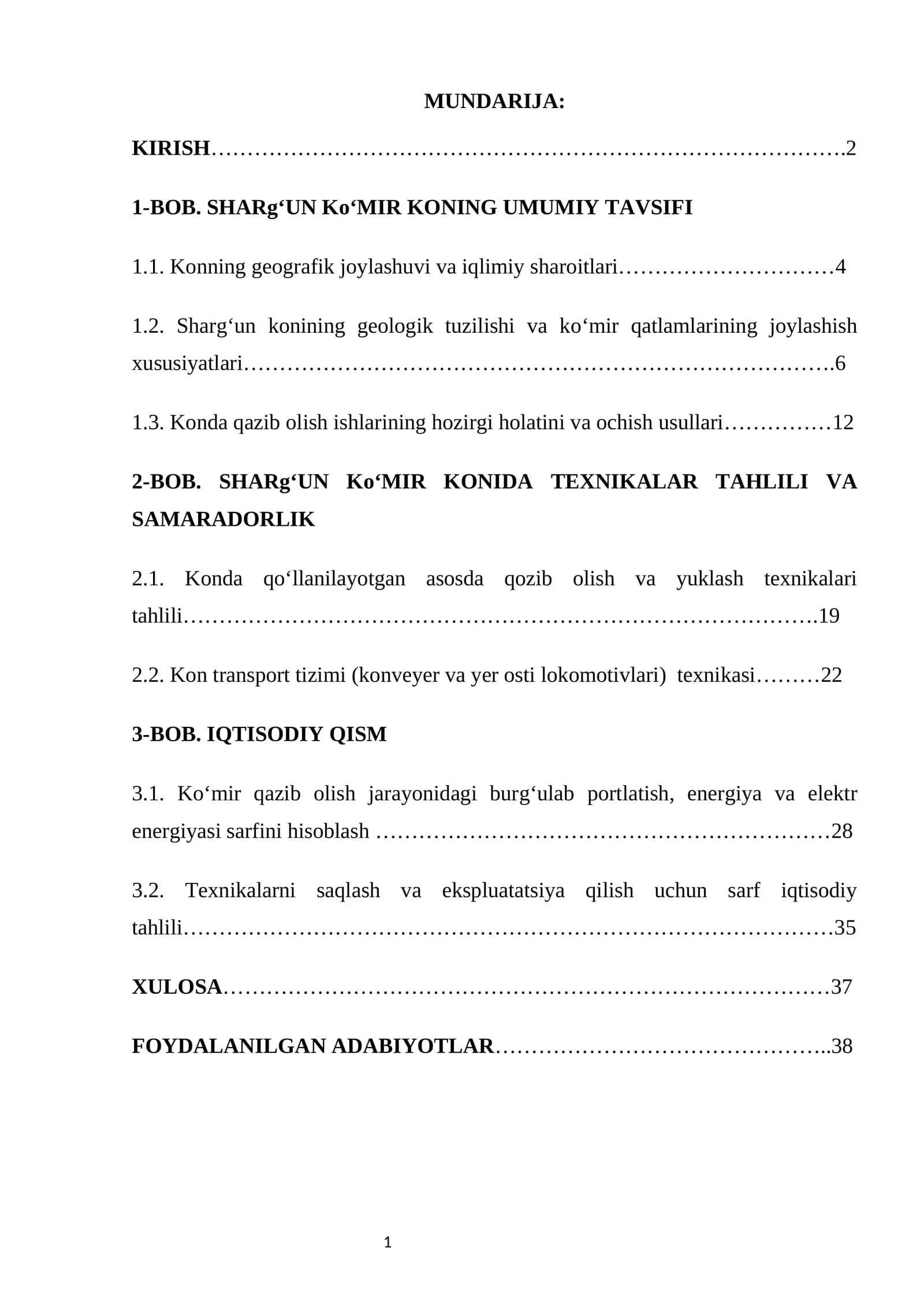 SHARG‘UN Ko‘MIR KONING UMUMIY TAVSIFI