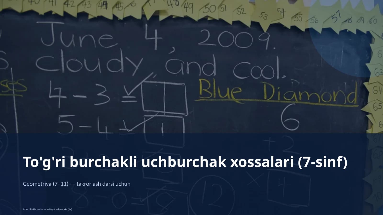 To'g'ri burchakli uchburchak xossalari (7-sinf)