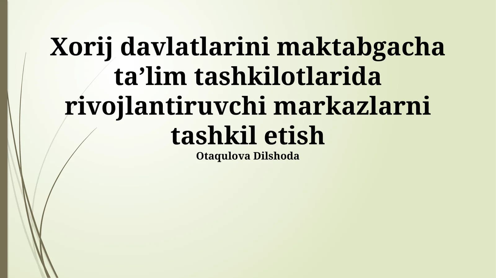 Xorij davlatlarini maktabgacha taʼlim tashkilotlarida rivojlantiruvchi markazlarni tashkil etish