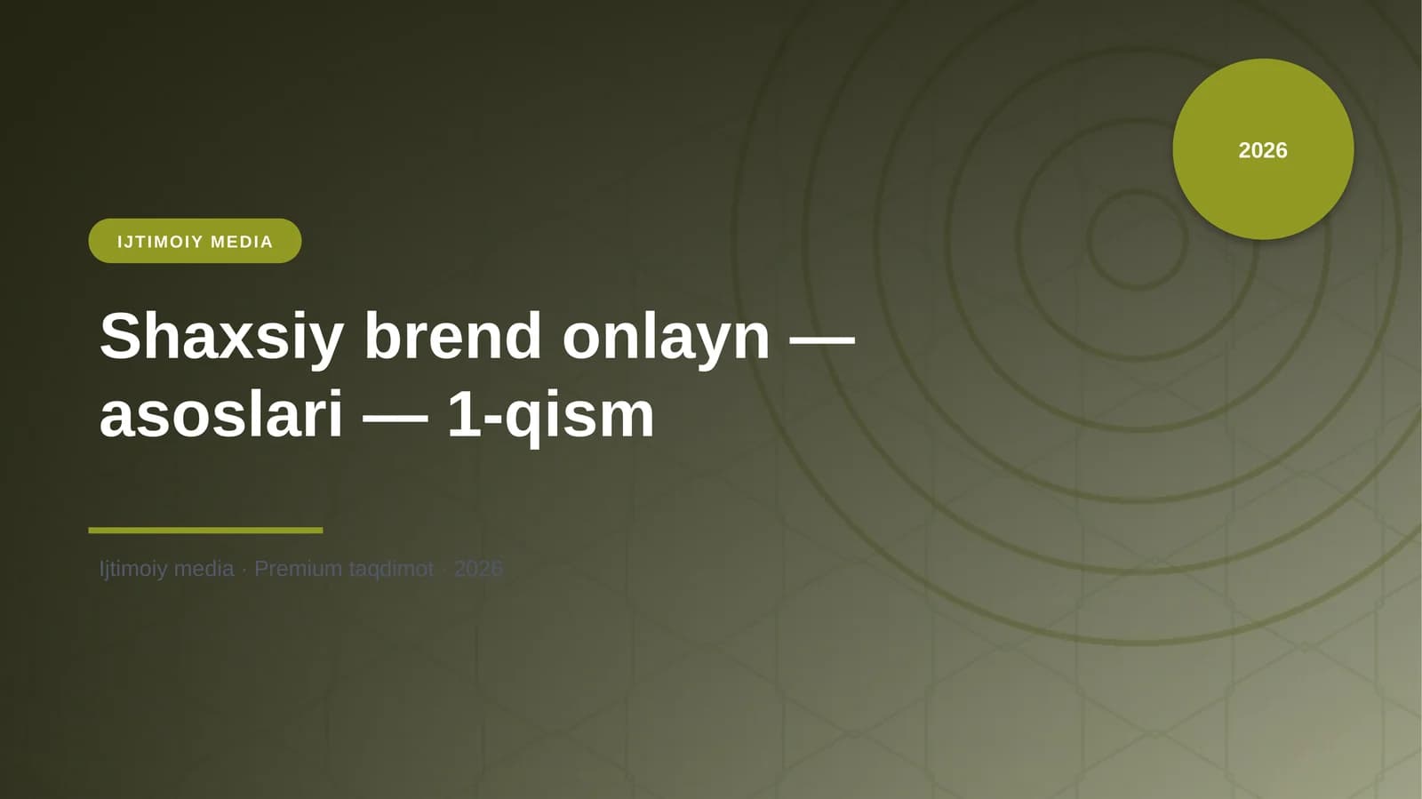 Shaxsiy brend onlayn — asoslari — 1-qism