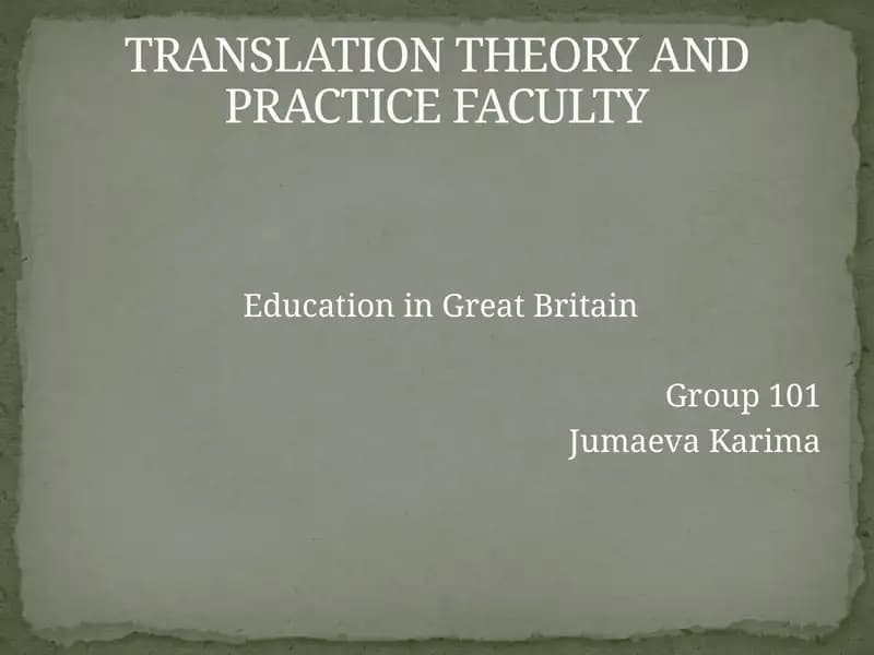 TRANSLATION THEORY AND PRACTICE FACULTY