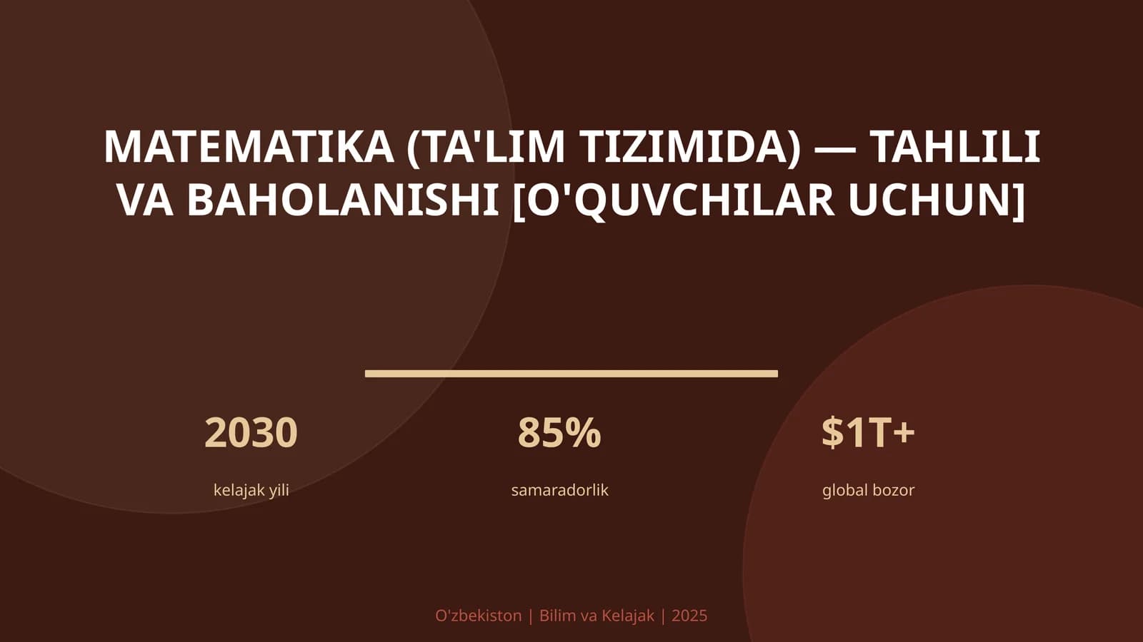 Matematika (ta'lim tizimida) — tahlili va baholanishi [o'quvchilar uchun]