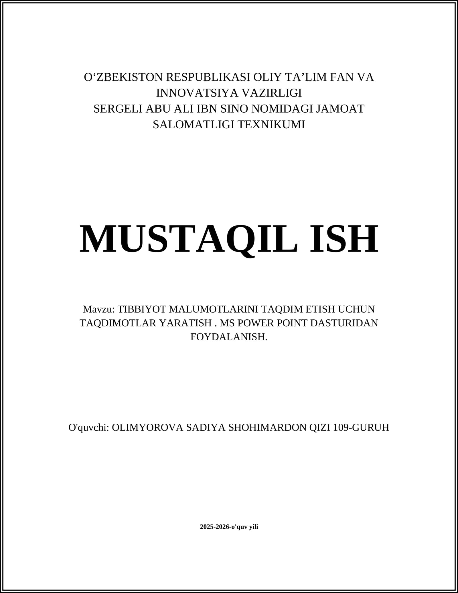 Taqdimot mazmunini rejalashtirish va maqsadni belgilash