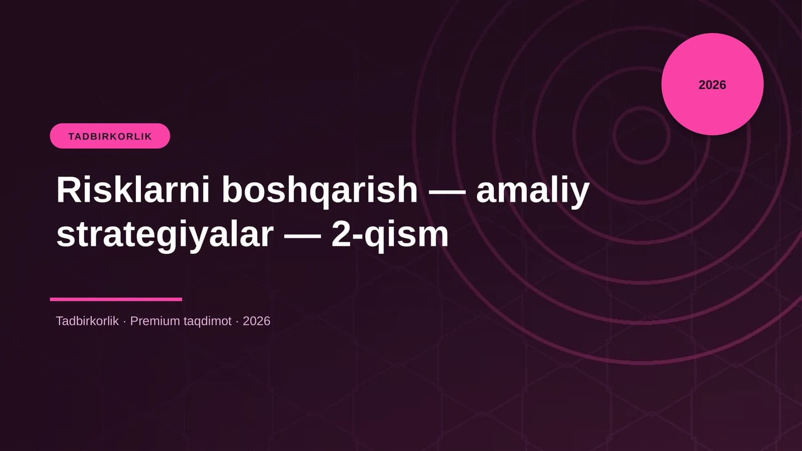 Risklarni boshqarish — amaliy strategiyalar — 2-qism