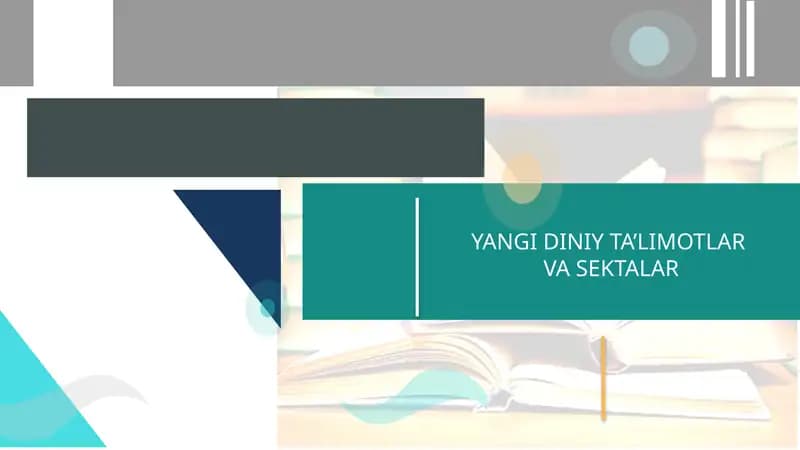 YANGI DINIY TA’LIMOTLAR