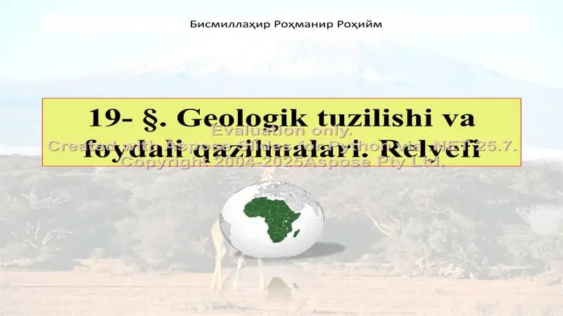 Geologik tuzilishi va foydali qazilmalari