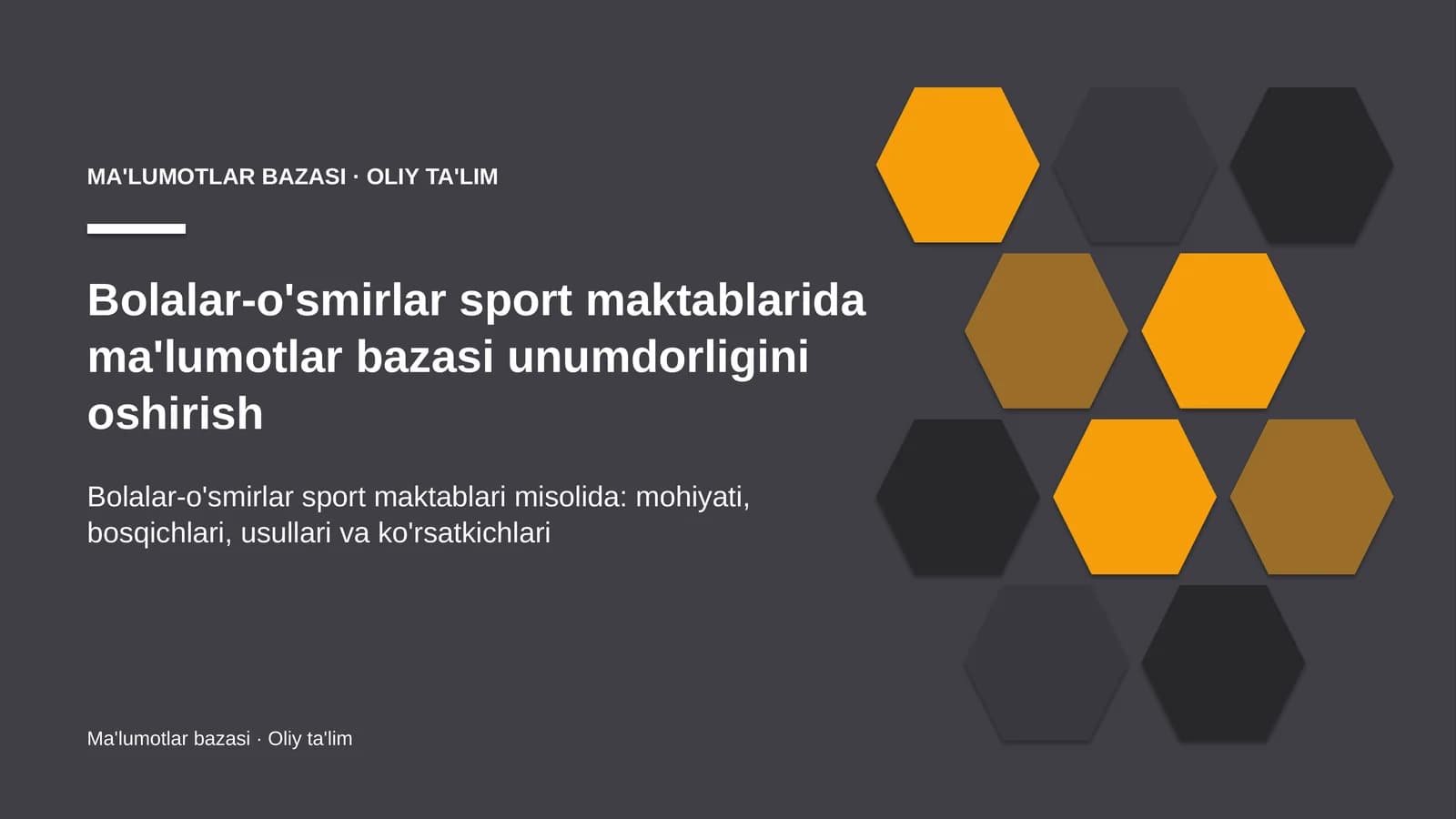 bolalar o'smirlar sport maktablarida ma'lumotlar bazasi unumdorligini oshirish 9908