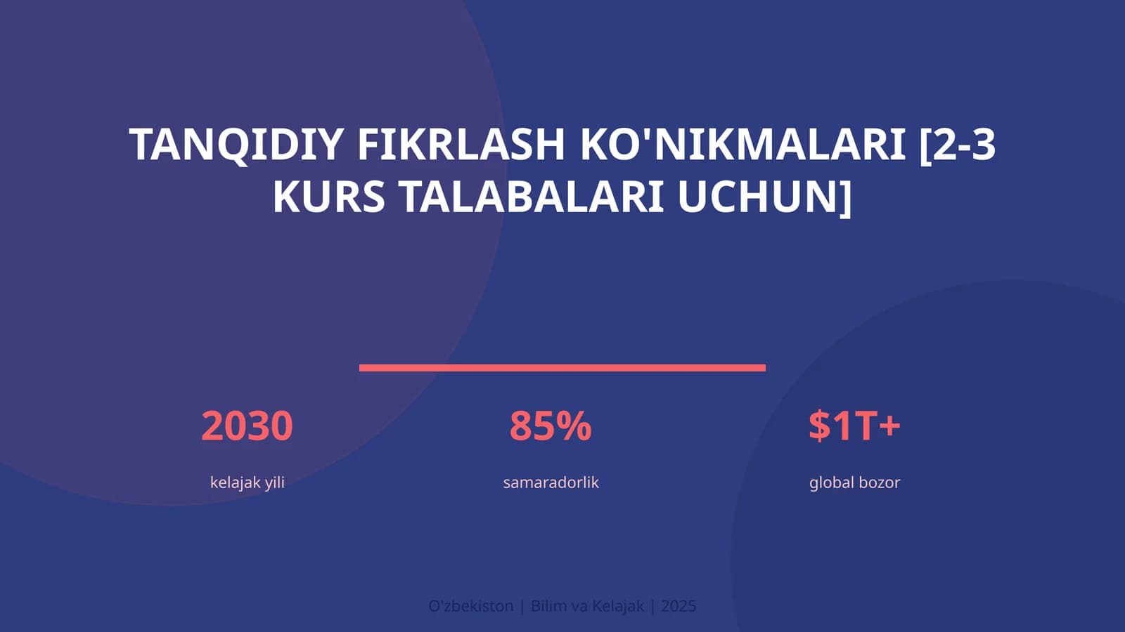 Tanqidiy fikrlash ko'nikmalari [2-3 kurs talabalari uchun]