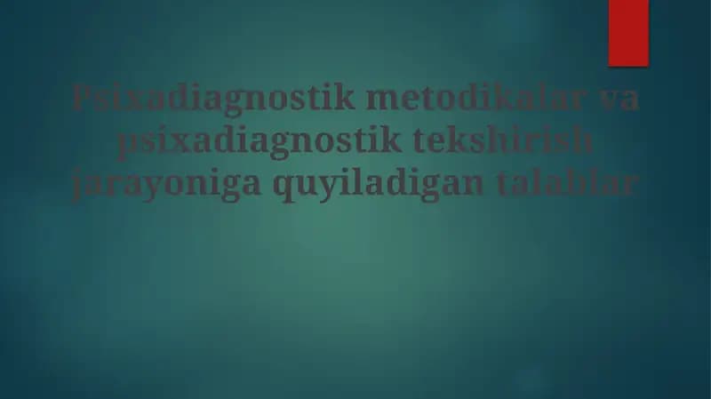 Psixodiagnostika usullari